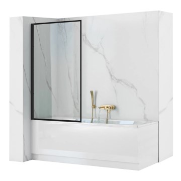 REA-K7632 - Mampara de bañera abatible LAGOS 140x70 cm negra/cristal transparente