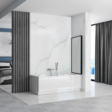 REA-K7633 - Mampara de bañera abatible LAGOS 140x80 cm negra/transparente