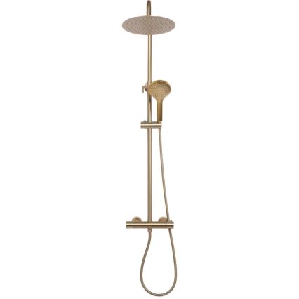 REA-P6602 - Juego de ducha con grifería termostática VINCENT, acabado dorado cepillado