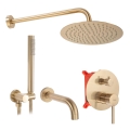 REA-P6609 - Set de ducha con grifería empotrada LUNGO en oro cepillado