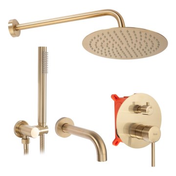 REA-P6609 - Set de ducha con grifería empotrada LUNGO en oro cepillado