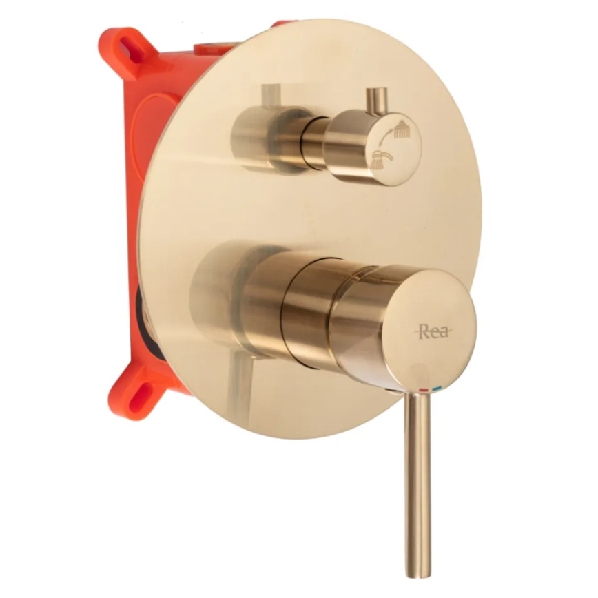 REA-P6609 - Set de ducha con grifería empotrada LUNGO en oro cepillado