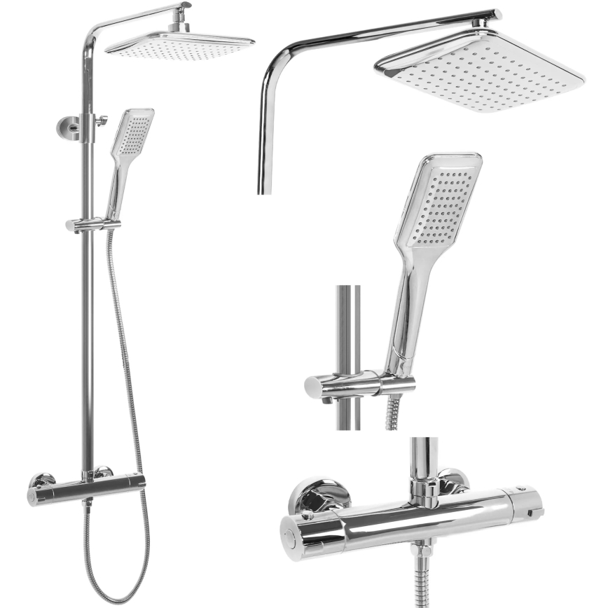 REA-P7100 - Conjunto de ducha con grifo termostático TOM, cromo brillante