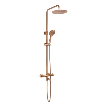 REA-P8807 - Set de ducha con grifería termostática LUNGO, acabado en cobre cepillado