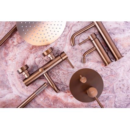 REA-P8807 - Set de ducha con grifería termostática LUNGO, acabado en cobre cepillado