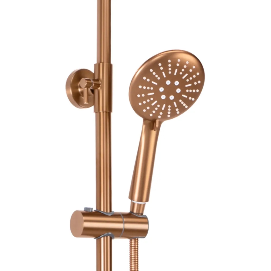 REA-P8807 - Set de ducha con grifería termostática LUNGO, acabado en cobre cepillado