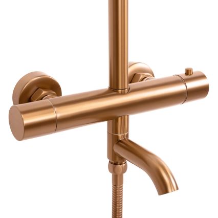 REA-P8807 - Set de ducha con grifería termostática LUNGO, acabado en cobre cepillado