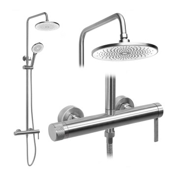 REA-P9498 - Juego de ducha RIVO con grifería, acero cepillado