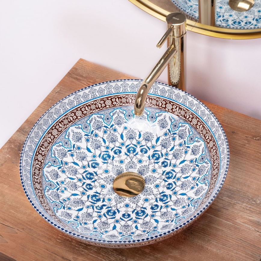 REA-U0267 - Lavabo sobre encimera ARTE Ø 40 cm cerámica/diseño ornamental