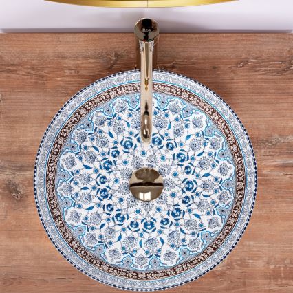 REA-U0267 - Lavabo sobre encimera ARTE Ø 40 cm cerámica/diseño ornamental