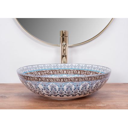 REA-U0267 - Lavabo sobre encimera ARTE Ø 40 cm cerámica/diseño ornamental