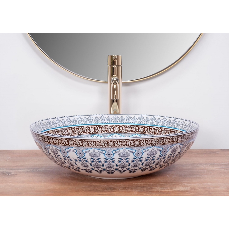 REA-U0267 - Lavabo sobre encimera ARTE Ø 40 cm cerámica/diseño ornamental