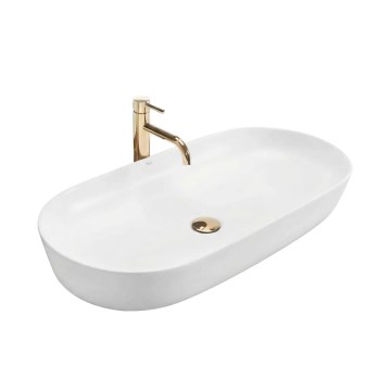 REA-U0563 - Lavabo para encimera CLEO 41x81 cm cerámica/blanco brillante