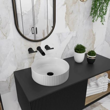 REA-U0601 - Lavabo sobre encimera DELIA 36 cm blanco brillante/imitación de piedra