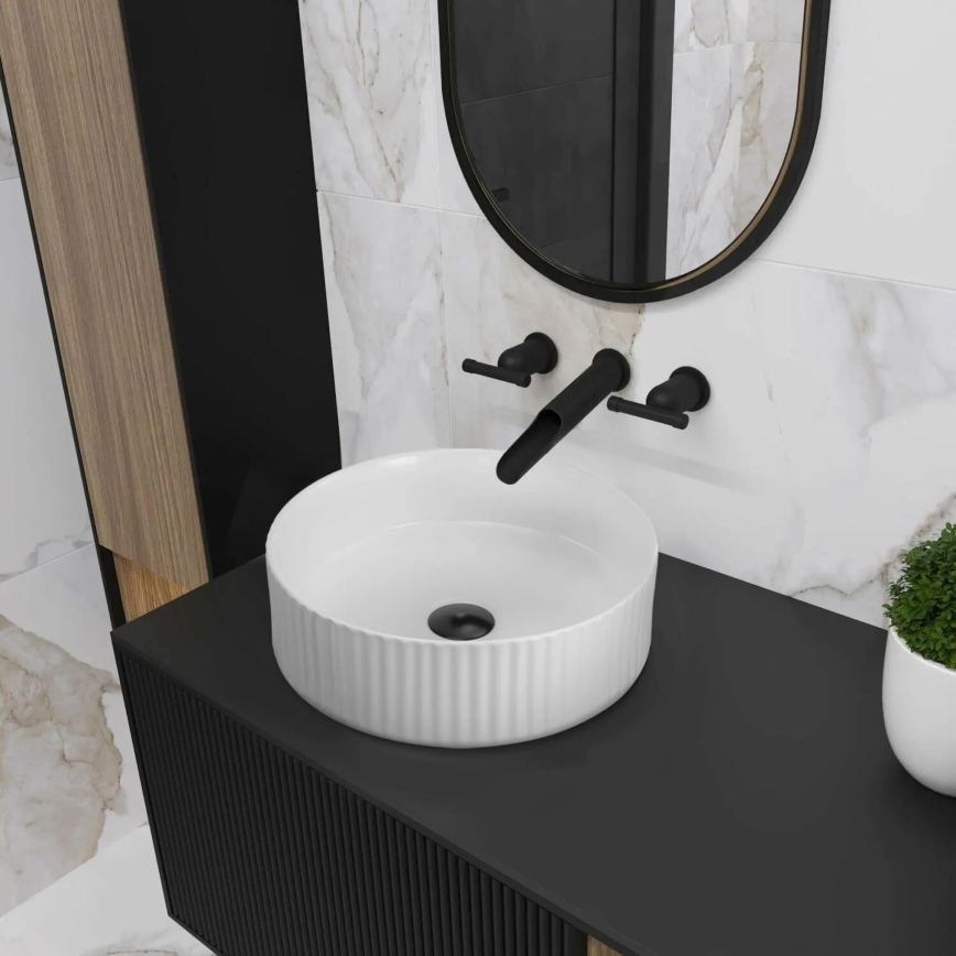 REA-U0601 - Lavabo sobre encimera DELIA 36 cm blanco brillante/imitación de piedra