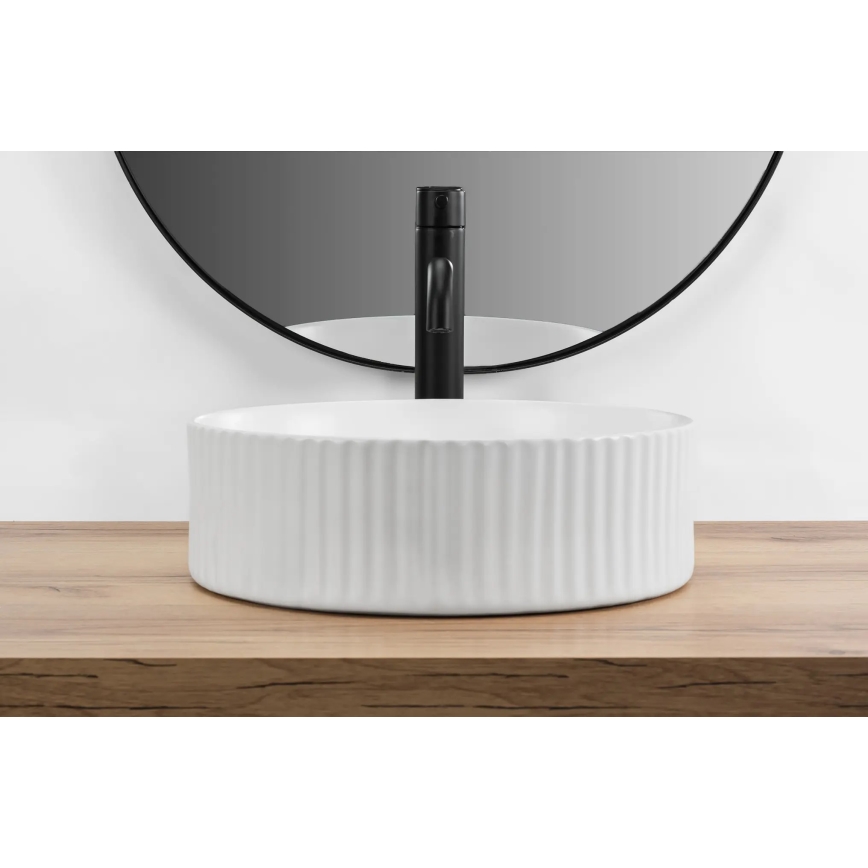REA-U0601 - Lavabo sobre encimera DELIA 36 cm blanco brillante/imitación de piedra