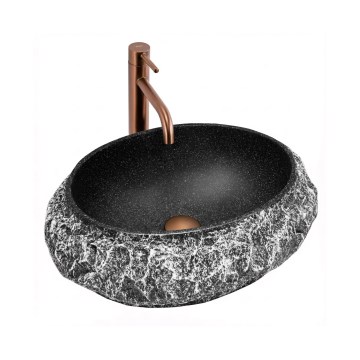 REA-U0634 - Lavabo sobre encimera MIKA GABRO 38x50 cm negro/imitación de piedra