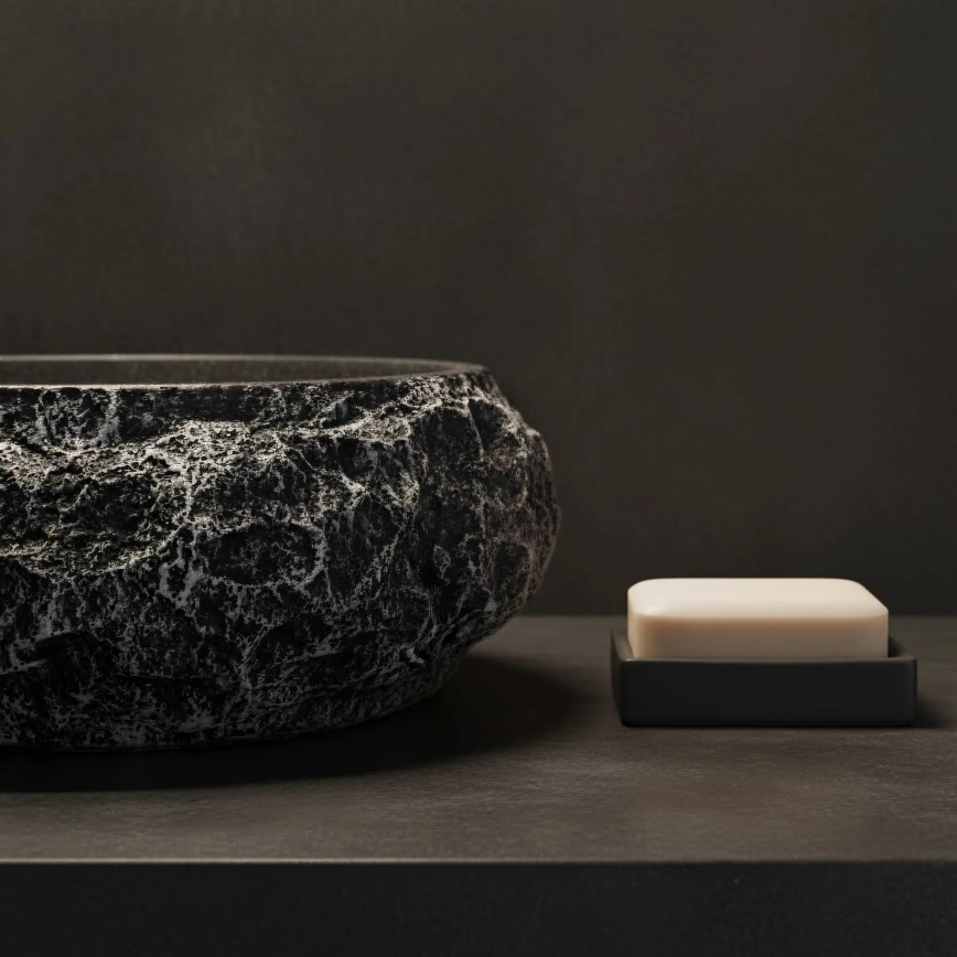 REA-U0634 - Lavabo sobre encimera MIKA GABRO 38x50 cm negro/imitación de piedra