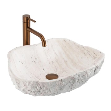REA-U0642 - Lavabo sobre encimera ISLA 37x49 cm blanco/beige/imitación de piedra