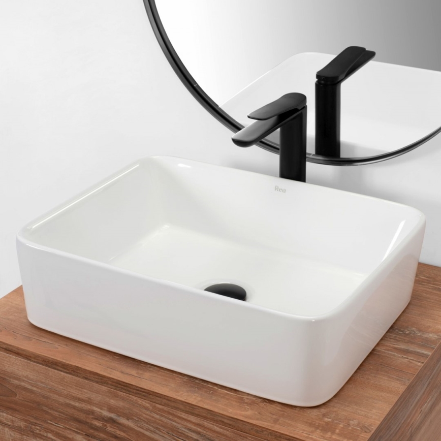 REA-U0669 - Lavabo sobre encimera ANITA 37,5x48,5 cm cerámica/blanco brillante