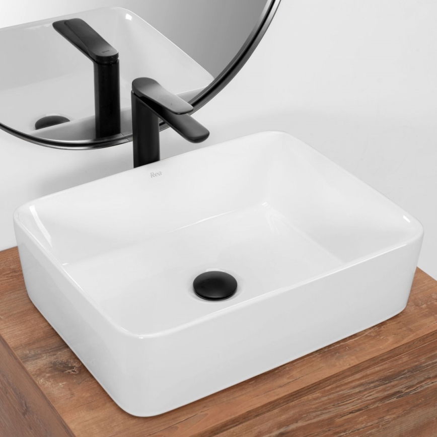 REA-U0669 - Lavabo sobre encimera ANITA 37,5x48,5 cm cerámica/blanco brillante