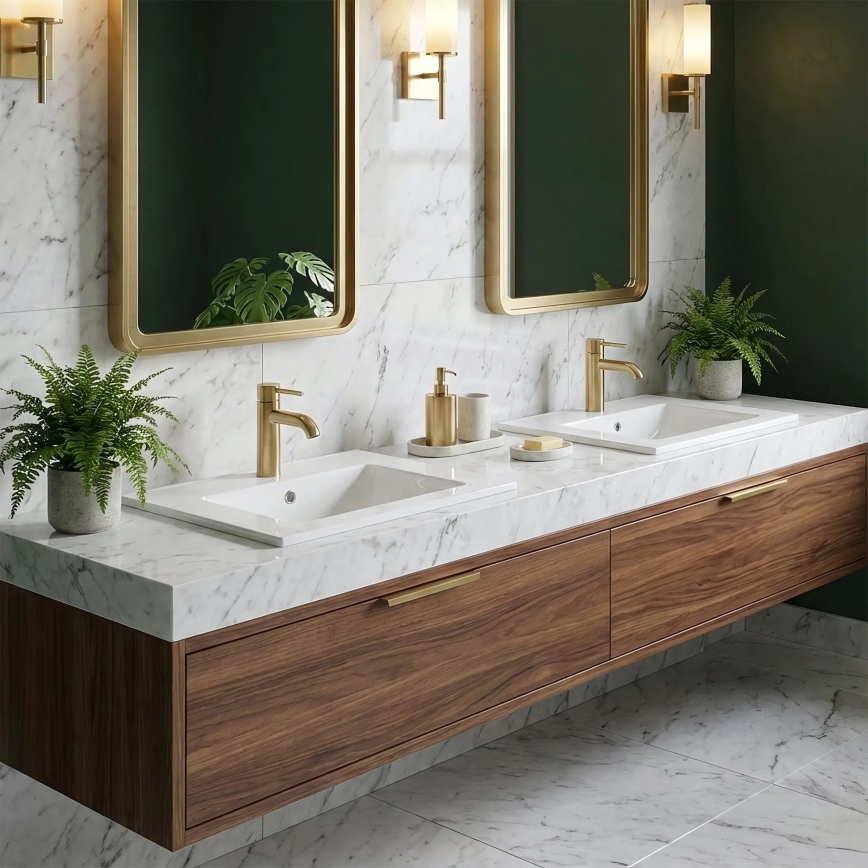 REA-U0786 - Lavabo empotrado DAFNE 47x62 cm cerámica/blanco brillante