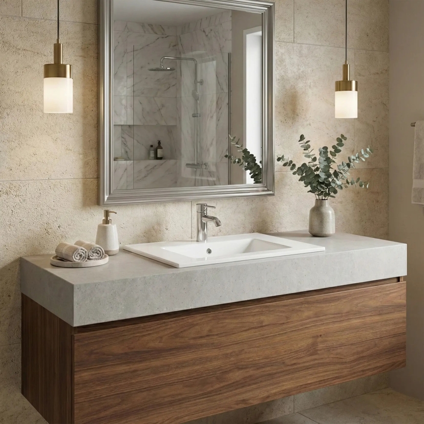 REA-U0786 - Lavabo empotrado DAFNE 47x62 cm cerámica/blanco brillante