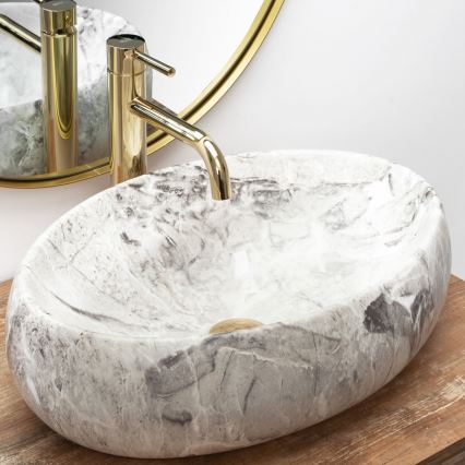 REA-U1020 - Lavabo sobre encimera LINDA 34x48,5 cm cerámica/imitación de piedra