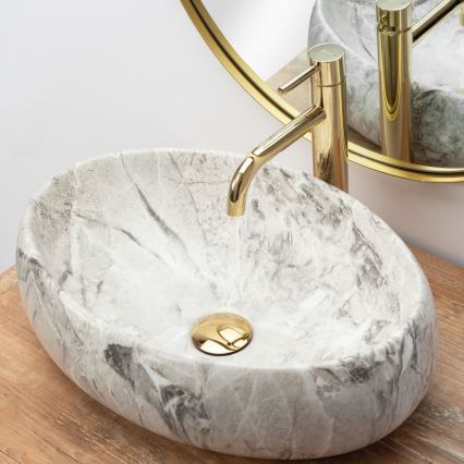 REA-U1020 - Lavabo sobre encimera LINDA 34x48,5 cm cerámica/imitación de piedra