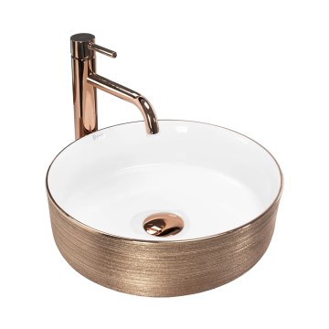 REA-U3303 - Lavabo sobre encimera SAMI Ø 37 cm cerámica/blanco/dorado