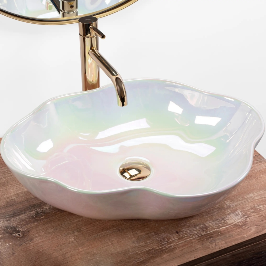 REA-U3309 - Lavabo sobre encimera PEARL 38 x 50,5 cm cerámica/multicolor