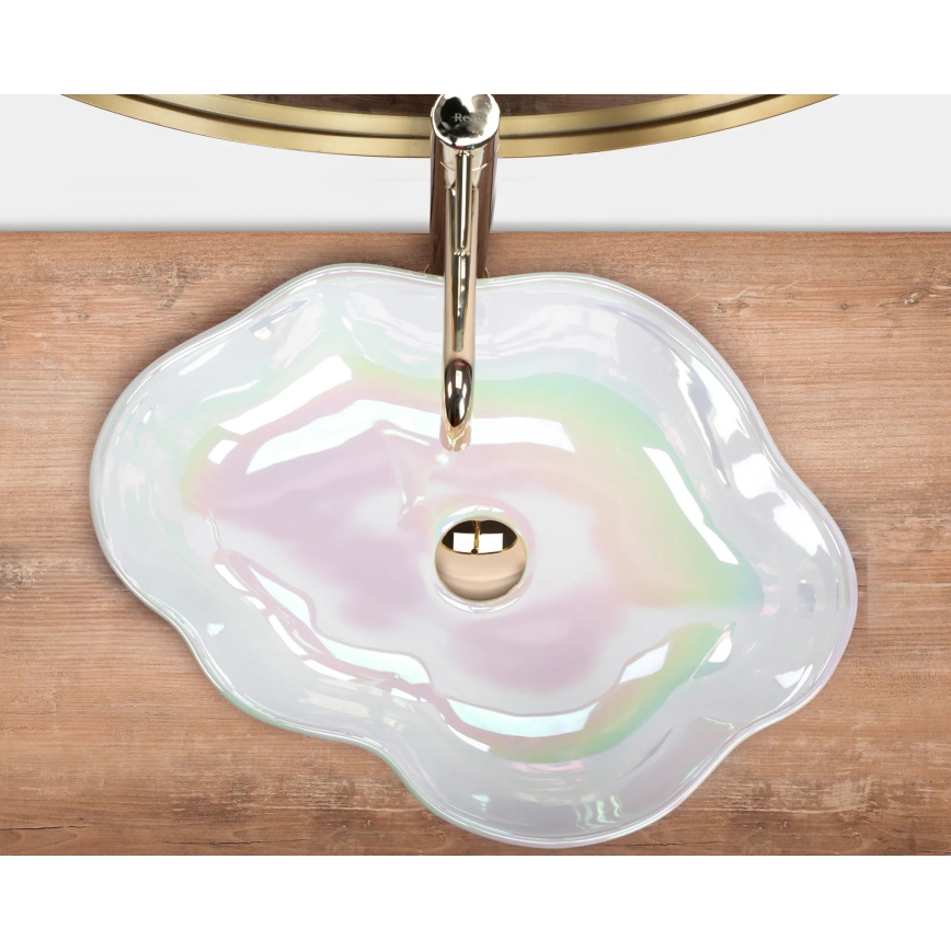 REA-U3309 - Lavabo sobre encimera PEARL 38 x 50,5 cm cerámica/multicolor