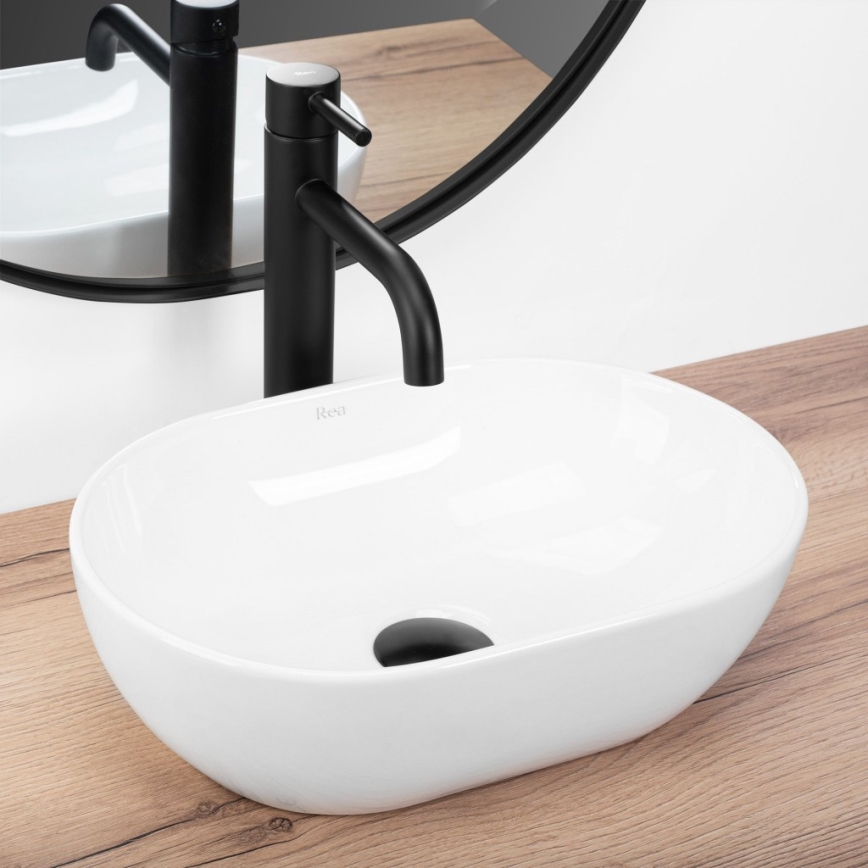 REA-U3322 - Lavabo sobre encimera AMELIA MINI 26x38 cm cerámica/blanco brillante