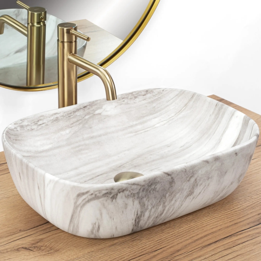 REA-U3324 - Lavabo sobre encimera BELINDA 33x46 cm cerámica/gris/imitación de piedra