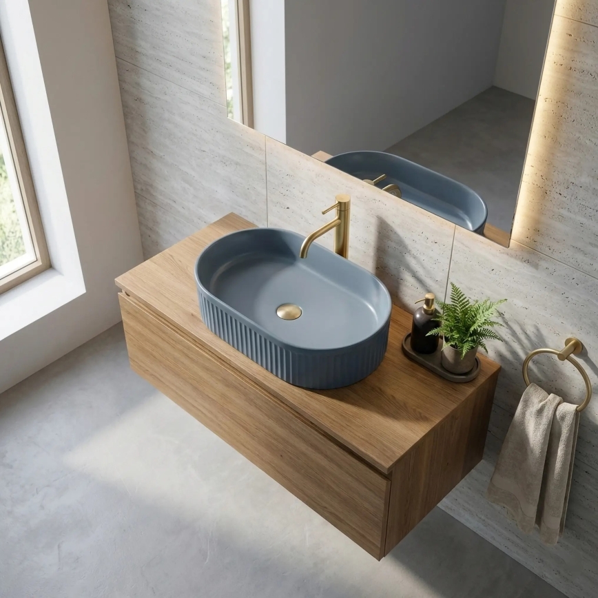 REA-U3535 - Lavabo sobre encimera VANDA 31x49 cm cerámica/azul oscuro