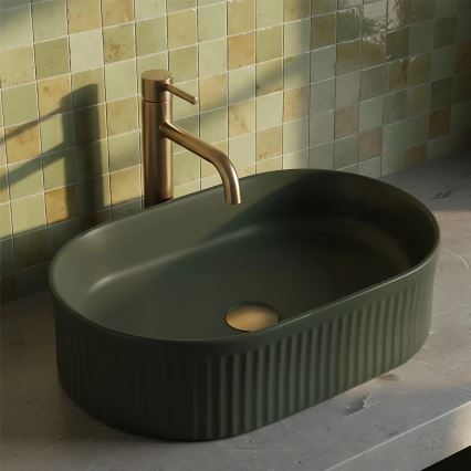 REA-U3611 - Lavabo sobre encimera VANDA 31 x 49 cm cerámica/verde oscuro