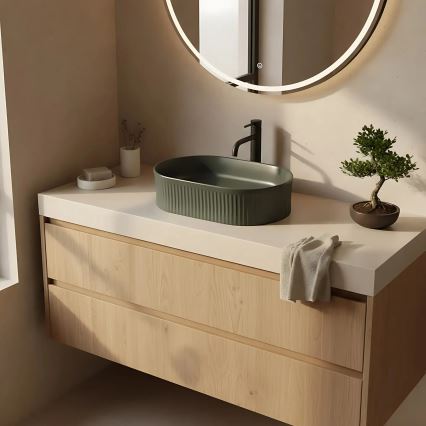 REA-U3611 - Lavabo sobre encimera VANDA 31 x 49 cm cerámica/verde oscuro