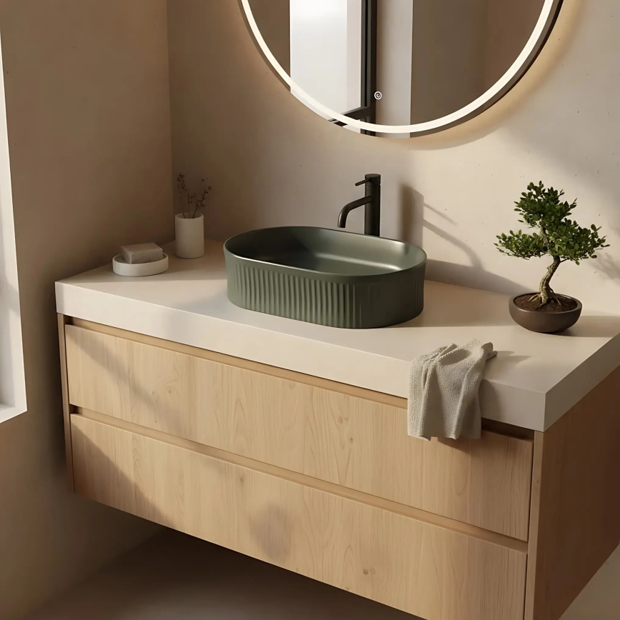 REA-U3611 - Lavabo sobre encimera VANDA 31 x 49 cm cerámica/verde oscuro