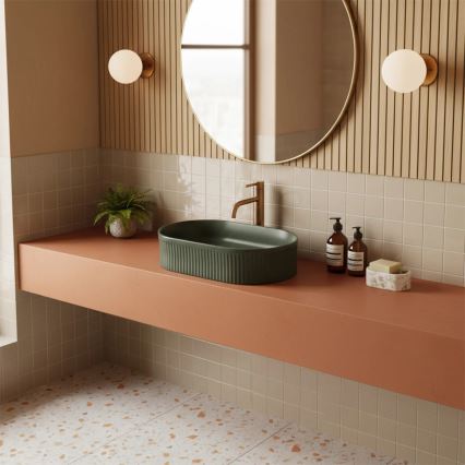 REA-U3611 - Lavabo sobre encimera VANDA 31 x 49 cm cerámica/verde oscuro