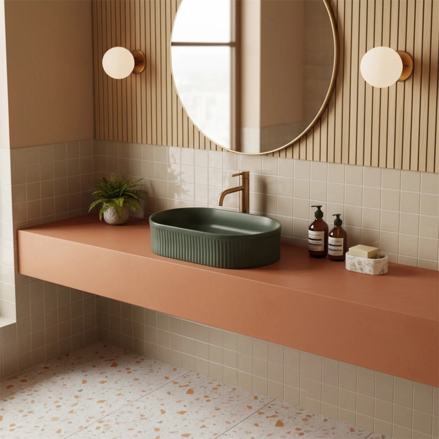 REA-U3611 - Lavabo sobre encimera VANDA 31 x 49 cm cerámica/verde oscuro