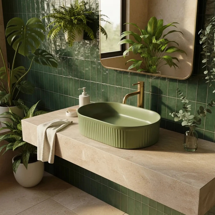 REA-U3612 - Lavabo sobre encimera VANDA 31x49 cm cerámica/verde