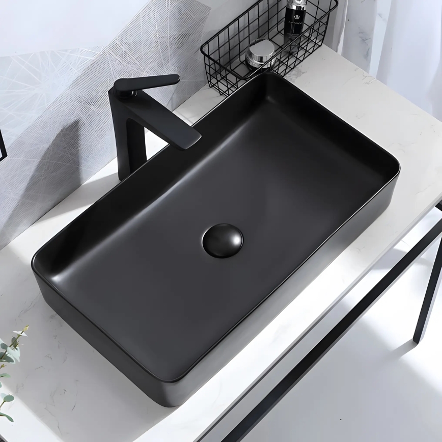 REA-U3690 - Lavabo sobre encimera DENIS 35x61 cm cerámica/negro mate