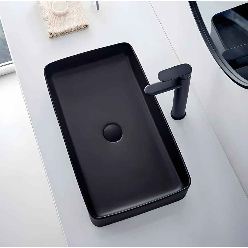 REA-U3690 - Lavabo sobre encimera DENIS 35x61 cm cerámica/negro mate