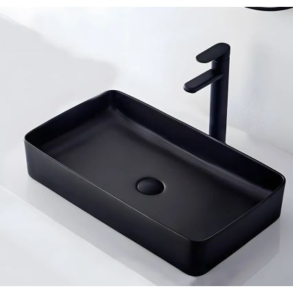 REA-U3690 - Lavabo sobre encimera DENIS 35x61 cm cerámica/negro mate