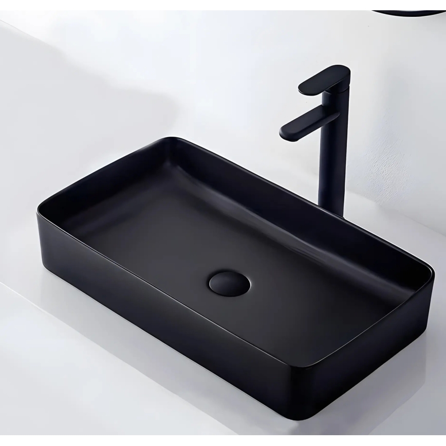 REA-U3690 - Lavabo sobre encimera DENIS 35x61 cm cerámica/negro mate