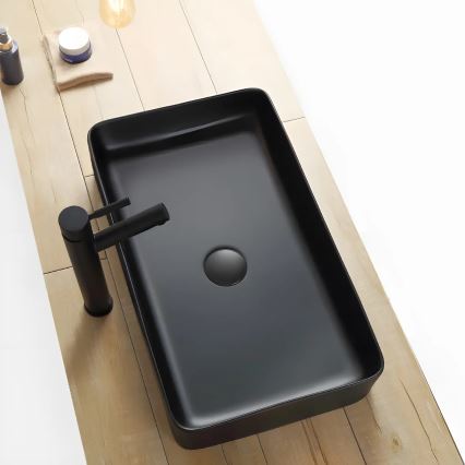 REA-U3690 - Lavabo sobre encimera DENIS 35x61 cm cerámica/negro mate
