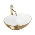 REA-U3697 - Lavabo de encimera SOFIA 34,5x41 cm cerámica/blanco/dorado cepillado
