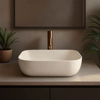REA-U4000 - Lavabo para encimera BELINDA 33x46,5 cm cerámica/efecto piedra
