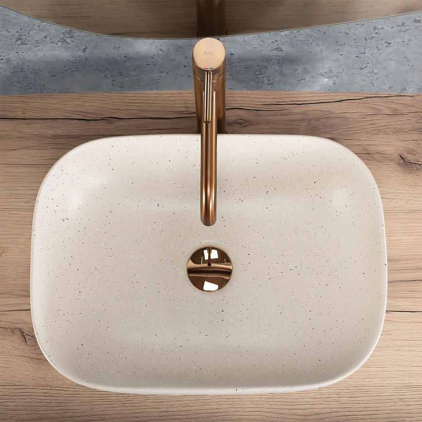 REA-U4000 - Lavabo para encimera BELINDA 33x46,5 cm cerámica/efecto piedra