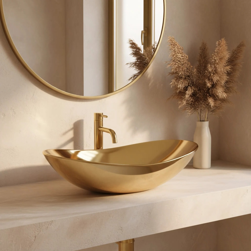 REA-U4545 - Lavabo sobre encimera ROYAL 36x60,5 cm cerámica/dorado